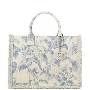 Sandro Blue and White Toile Kabesh Floral Tote Bag